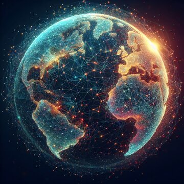 Shing earth globe illustration polygonic lines