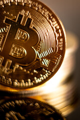 bitcoin gold coin macro close up  , crypto cryptocurrency 