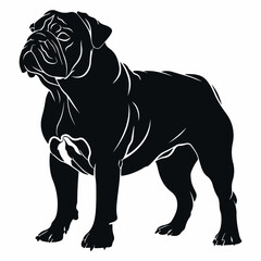 Black bulldog Silhouette vector illustration with isolated background