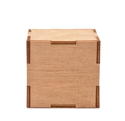 Front view of decorative cubic plywood box