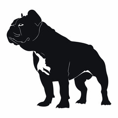 Naklejka premium Black bulldog Silhouette vector illustration with isolated background