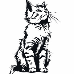 Cat sketches outline vector illustration