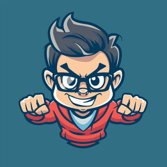 Angry geek boy vector illustration with isolated background