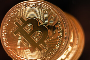 bitcoin gold coin macro close up  , crypto cryptocurrency 
