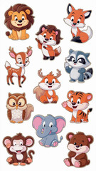 Fototapeta premium a collection of cartoon animals stickers including one of the ones with the other
