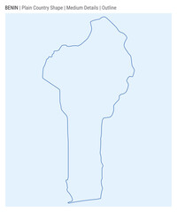 Benin plain country map. Medium Details. Outline style. Shape of Benin. Vector illustration.