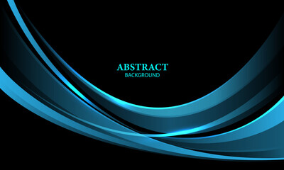 Obraz premium Abstract blue line curve overlap geometric on black blank space design modern luxury creative vector