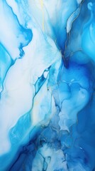 Blue art abstract paint blots background with alcohol ink colors marble texture blank empty pattern with copy space for product design or text 
