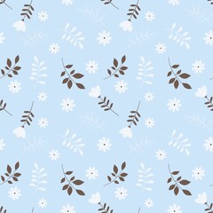 Floral seamless pattern blue background