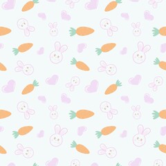 seamless pattern with fruits and rabbits