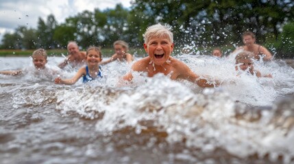 Happy family summer vacation. cherishing memories from childhood to active old age together