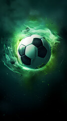 Naklejka premium Soccer ball with green smoke