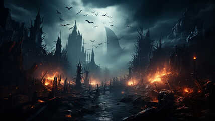 Fire in the forest Halloween