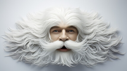 A classic touch of elegance with a Fu Manchu moustache against a pristine white background