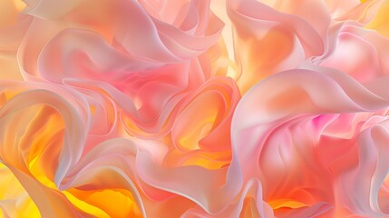 Obraz premium Bright pink, orange and yellow biomorphic abstract forms with soft edges.