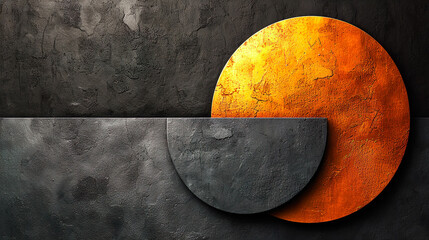 Abstract Orange and Gray Circles on Textured Background