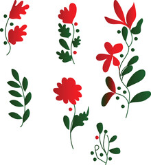 Christmas greeting with hand drawn leaves and ornaments
