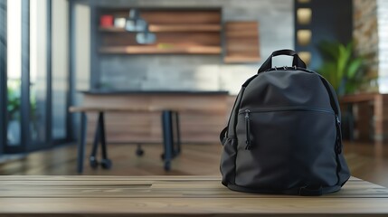 Backpack on a Dreamy Blurred Background, Signifying the Return to School