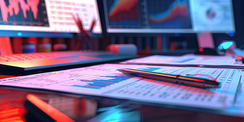 Close-up of a biostatistician's desk with statistical software and research data, illustrating a job in biostatistics
