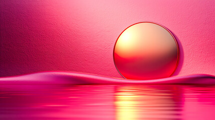 Abstract Red Sphere on Reflective Surface