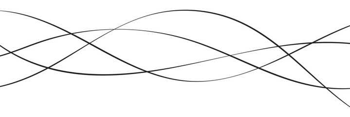 Thin line wavy background. Abstract black lines wave curve motion on white background vector. Abstract wavy background. Curve wave seamless pattern. Line art striped graphic template design. 