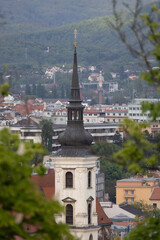 Fototapeta premium Castle spires in Brno, architecture in Czechia, Czech Republic buildings