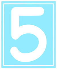 white number five on blue background