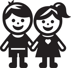 Boy and girl children holding hands vector illustration for Children's day.