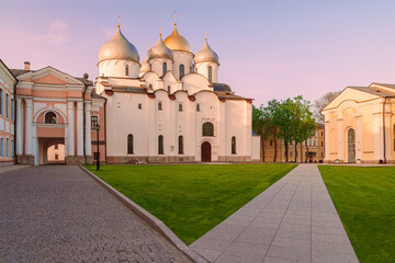 Cathedral of St. Sophia at sunset.Veliky Novgorod.Russia