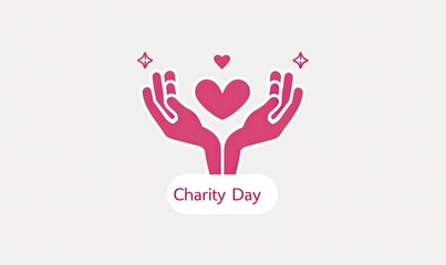 A conceptual logo with a heart and hands for Charity Day.