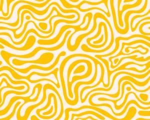 Abstract horizontal background seamless pattern with yellow waves. Vector illustration in trendy retro psychedelic Y2k style 