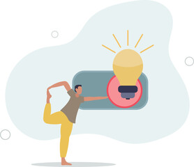 yogi businessman push toggle switch to turn on idea.flat vector illustration.