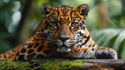 Fototapeta premium Leopard relax in the rain forest