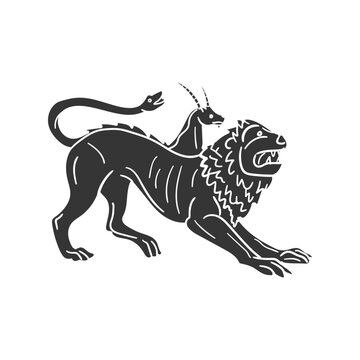 recommend clip art: Chimera Icon Silhouette Illustration. Ancient Greece Vector Graphic Pictogram Symbol Clip Art. Doodle Sketch Black Sign.