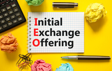 IEO initial exchange offering symbol. Concept words IEO initial exchange offering on beautiful...