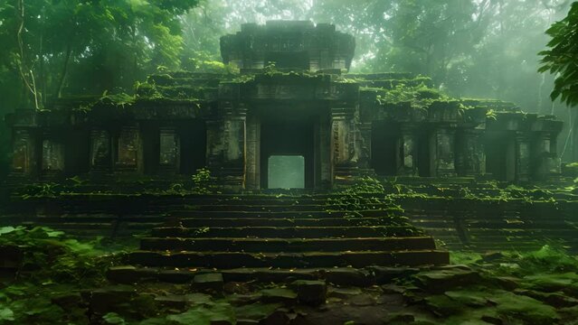Ancient Mayan Temple Ruins Concealed in Lush Amazon Jungle. Concept Archaeological Discoveries, Mysterious Jungle Finds, Ancient Civilizations