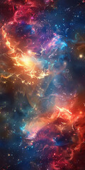 Nebula with Glowing Text Overlay: A mesmerizing nebula filled with vibrant colors and swirling gases