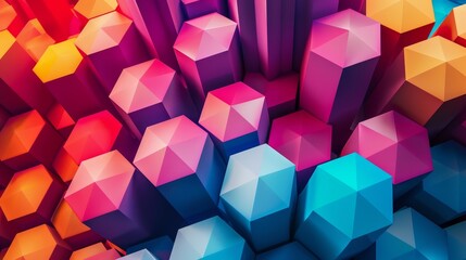 Colorful Cubic Geometric Pattern Wallpaper