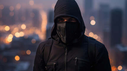 young man in the black hoody with wearing mask