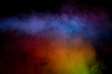 Blue and purple steam on a black background.