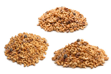 A group of almonds, pistachios, walnuts, macadamia, cashews.