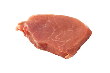 Raw pork pieces isolated on a white background.