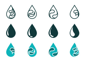 water design icon set, various variations and models for graphic needs, vector eps 10.