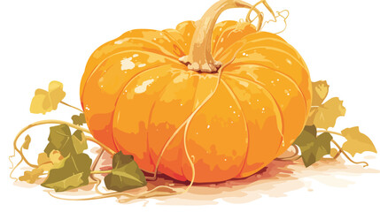 Round squash or pumpkin with brown stem and tendril