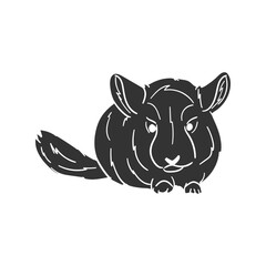 Chinchilla Icon Silhouette Illustration. Pet Vector Graphic Pictogram Symbol Clip Art. Doodle Sketch Black Sign.