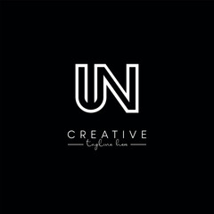 Creative Unique Letter UN NU Initial Based Stylish Line Logo Design Vector Template.