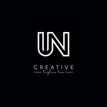Creative Unique Letter UN NU Initial Based Stylish Line Logo Design Vector Template.