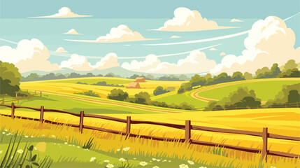 Rural landscape. Countryside nature panorama with f