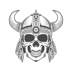 viking skull hat vector design