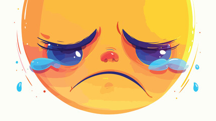 Sad face avatar crying. Abstract upset emoticon wee - obrazy, fototapety, plakaty